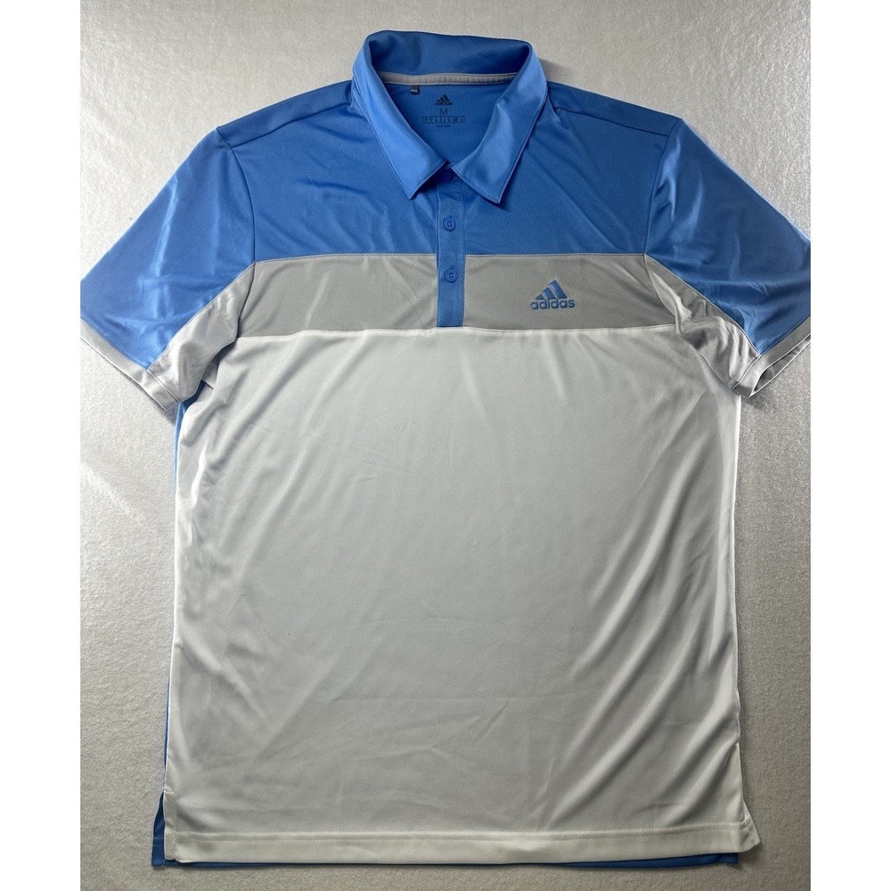 Adidas Men's Golf Polo Shirt Size M Blue Short Sleeve Polyester‎ Performance